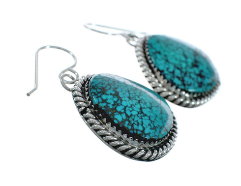 Genuine Navajo Turquoise Sterling Silver Hook Dangle Earrings X11350