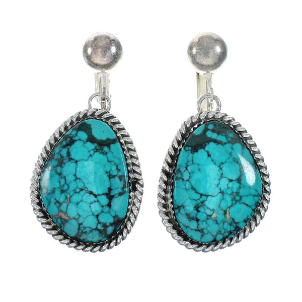 Navajo Sterling Silver Turquoise Clip On Earrings X11352