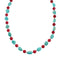 Navajo Sterling Silver Turquoise And Coral Bead Necklace X11357