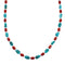 Navajo Sterling Silver Turquoise And Coral Bead Necklace X11356