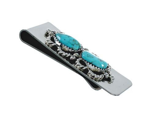 Unique Navajo Turquoise And Sterling Silver Money Clip X11365