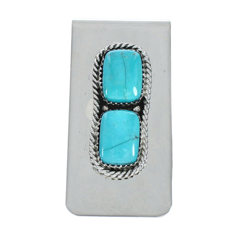 Unique Navajo Turquoise And Sterling Silver Money Clip X11366