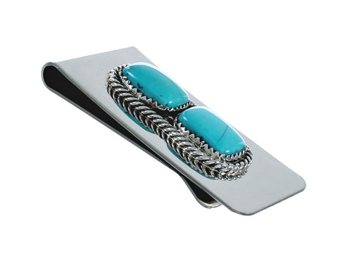 Unique Navajo Turquoise And Sterling Silver Money Clip X11366