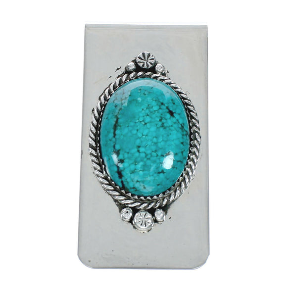 Unique Native American Turquoise And Sterling Silver Navajo Money Clip X11367