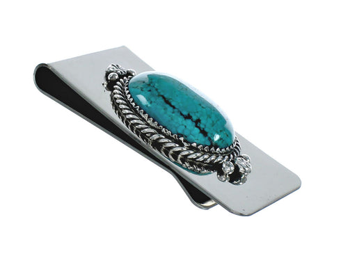 Unique Native American Turquoise And Sterling Silver Navajo Money Clip X11367