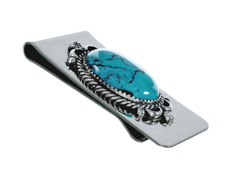 Unique Native American Turquoise And Sterling Silver Navajo Money Clip X11368