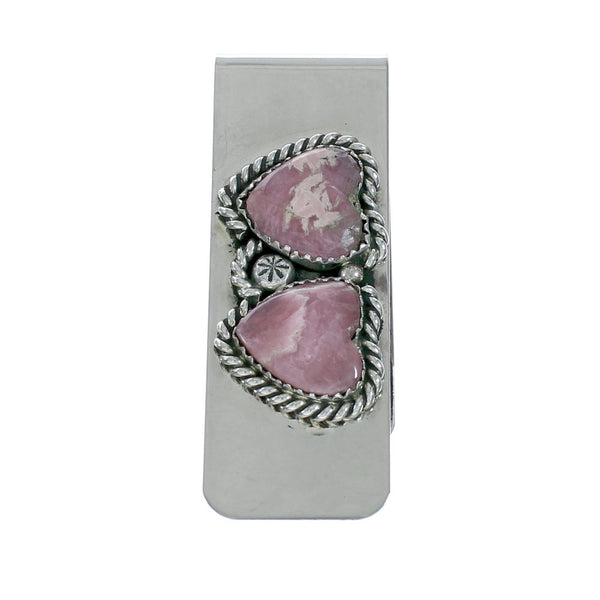 Navajo Rhodochrosite And Sterling Silver Heart Money Clip X11374