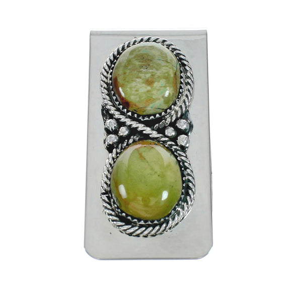Genuine Turquoise And Sterling Silver Navajo Money Clip X11380