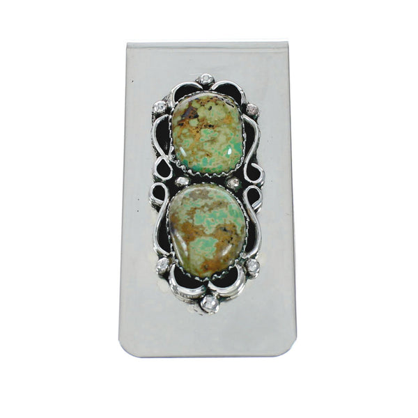 Genuine Turquoise And Sterling Silver Navajo Money Clip X11381