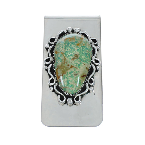 Genuine Turquoise And Sterling Silver Navajo Money Clip X11383