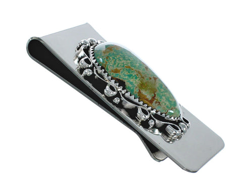 Genuine Turquoise And Sterling Silver Navajo Money Clip X11383