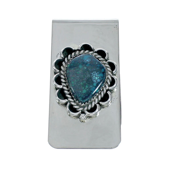 Genuine Turquoise And Sterling Silver Navajo Money Clip X11384