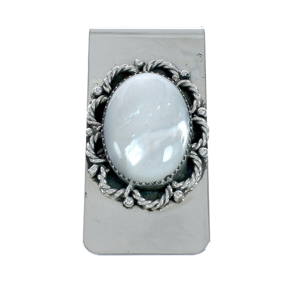 Mother Of Pearl Sterling Silver Navajo Money Clip X11387