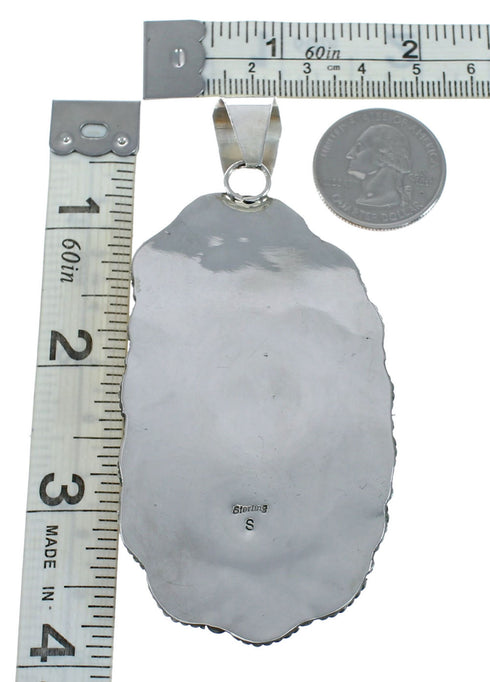 Genuine Native American Navajo Sterling Silver Amber Pendant X11393