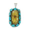 Genuine Navajo Sterling Silver Turquoise Amber Pendant X11394