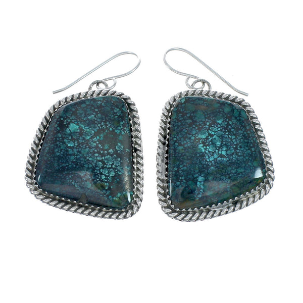 Native American Turquoise Sterling Silver Hook Dangle Navajo Earrings X11398