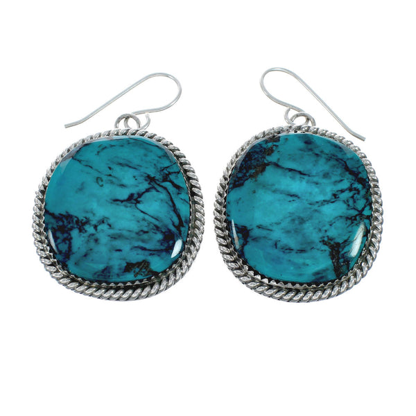 Native American Turquoise Sterling Silver Hook Dangle Navajo Earrings X11399