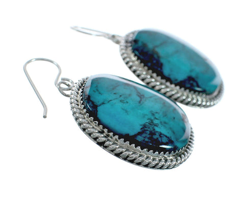 Native American Turquoise Sterling Silver Hook Dangle Navajo Earrings X11399
