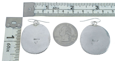 Native American Turquoise Sterling Silver Hook Dangle Navajo Earrings X11399