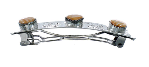 Navajo Heart Oyster Shell Sterling Silver Hair Barrette X11402