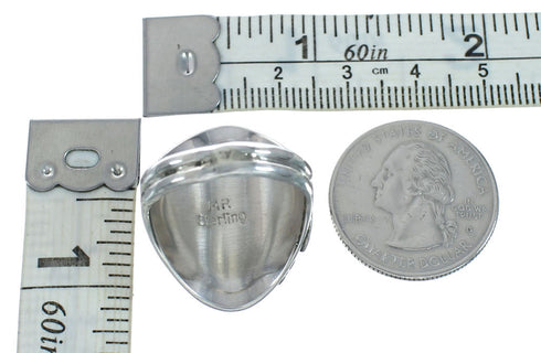 Authentic Sterling Silver Navajo Turquoise Leaf Design Ring Size 10 X11404