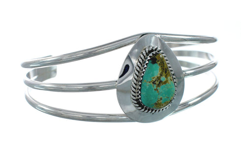 Native American Turquoise Sterling Silver Tear Drop Navajo Cuff Bracelet X11406