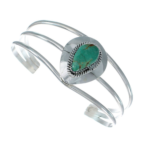 Native American Turquoise Sterling Silver Tear Drop Navajo Cuff Bracelet X11408