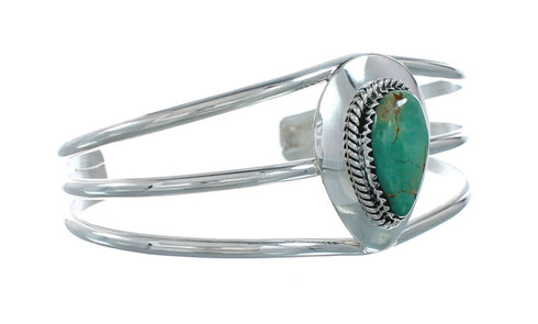 Native American Turquoise Sterling Silver Tear Drop Navajo Cuff Bracelet X11408