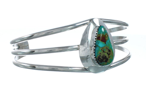 Native American Turquoise Sterling Silver Tear Drop Navajo Cuff Bracelet X11409