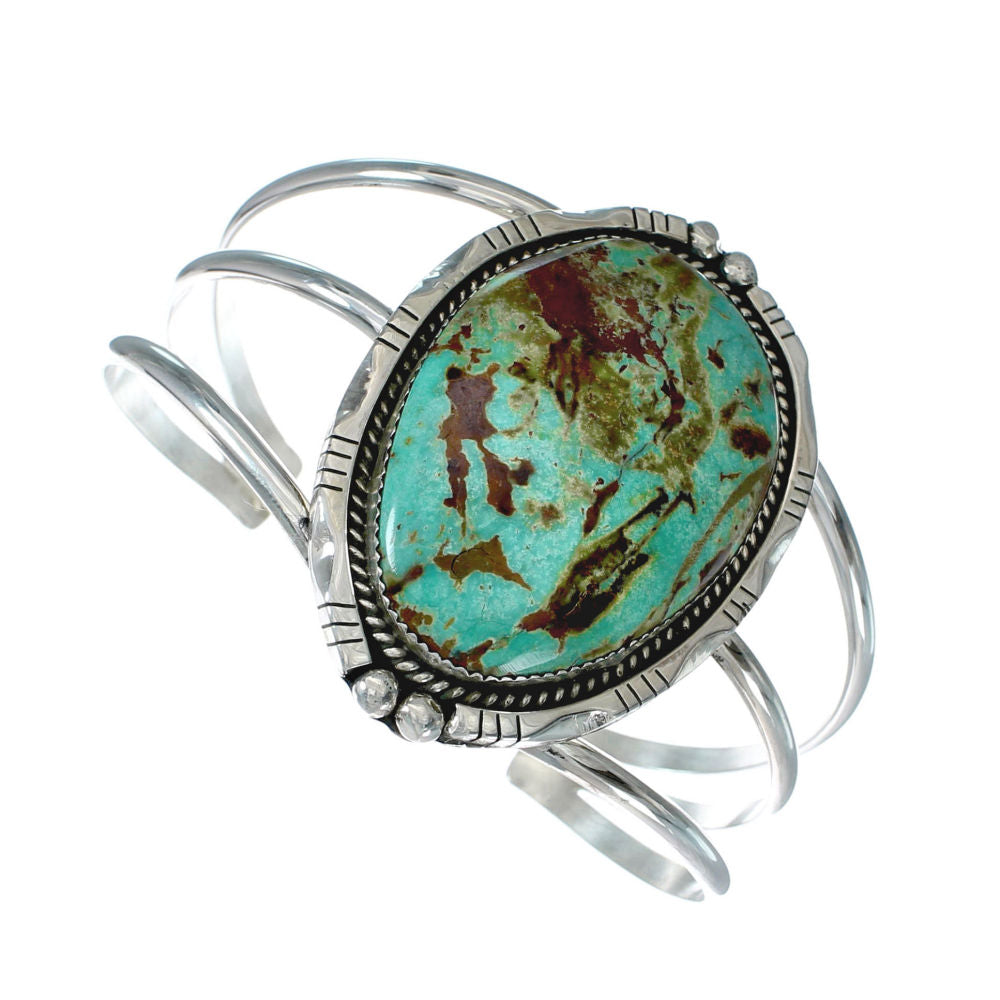Authentic Native Kingman American Turquoise Sterling Silver Navajo Cuf ...