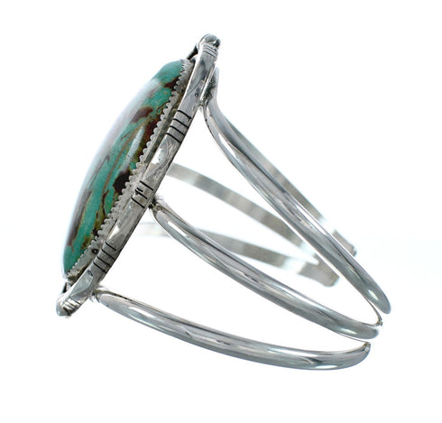 Authentic Native Kingman American Turquoise Sterling Silver Navajo Cuff Bracelet X11413