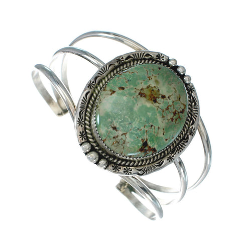 Authentic Native American Kingman Turquoise Sterling Silver Navajo Cuff Bracelet X11414
