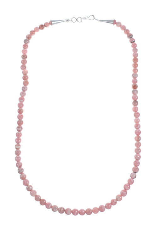Native American Sterling Silver Rhodochrosite Bead Necklace X11416