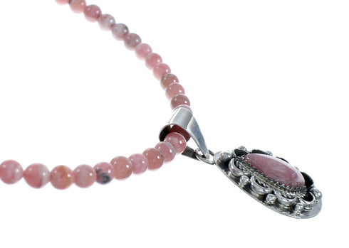 Native American Sterling Silver Rhodochrosite Bead Necklace X11417