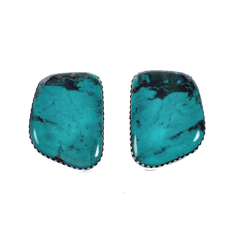 Native American Turquoise Navajo Sterling Silver Post Earrings X11422