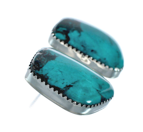 Native American Turquoise Navajo Sterling Silver Post Earrings X11422