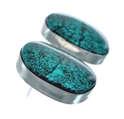 Native American Turquoise Navajo Sterling Silver Post Earrings X11423