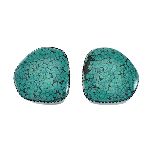 Native American Turquoise Navajo Sterling Silver Post Earrings X11424