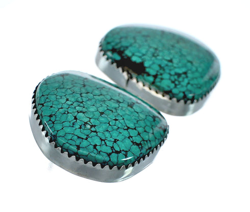Native American Turquoise Navajo Sterling Silver Post Earrings X11424