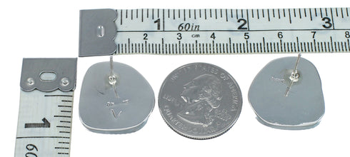 Native American Turquoise Navajo Sterling Silver Post Earrings X11424