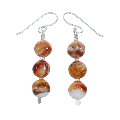 Genuine Sterling Silver Oyster Shell Bead Hook Dangle Earrings X11428