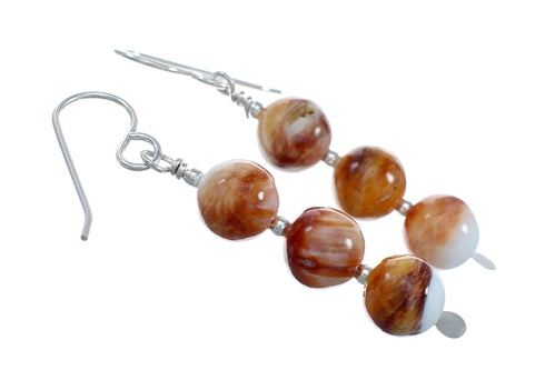 Genuine Sterling Silver Oyster Shell Bead Hook Dangle Earrings X11428