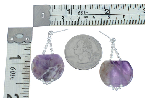 Sterling Silver Amethyst Bead Post Dangle Earrings X11431