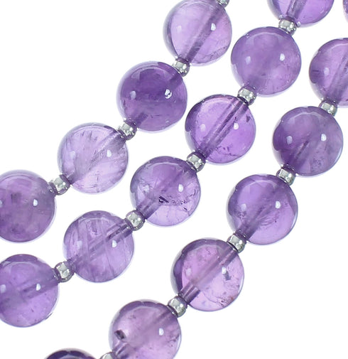 Native American Amethyst Sterling Silver 3-Strand Bead Necklace X11430
