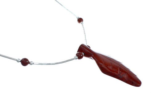 Native Red Jasper Sterling Silver Beaded Necklace X11436