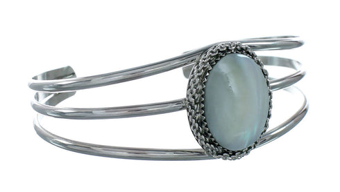 Mother of Pearl Sterling Silver Navajo Cuff Bracelet X11448