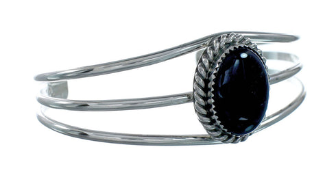 Onyx Authentic Sterling Silver Navajo Cuff Bracelet X11452