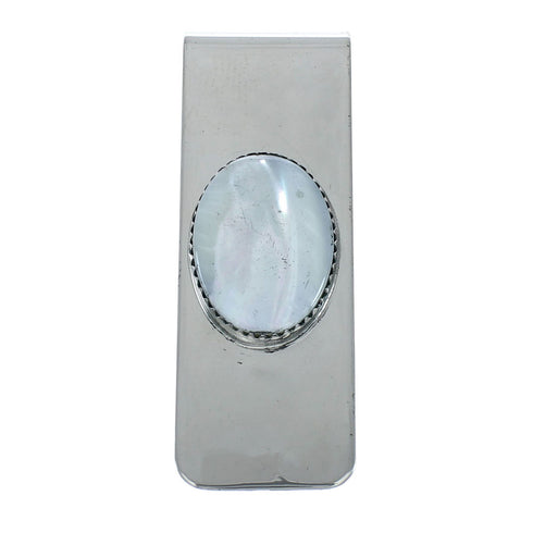 Mother Of Pearl Sterling Silver Navajo Money Clip X11455