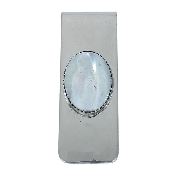 Mother Of Pearl Sterling Silver Navajo Money Clip X11455