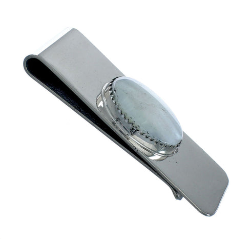 Mother Of Pearl Sterling Silver Navajo Money Clip X11455
